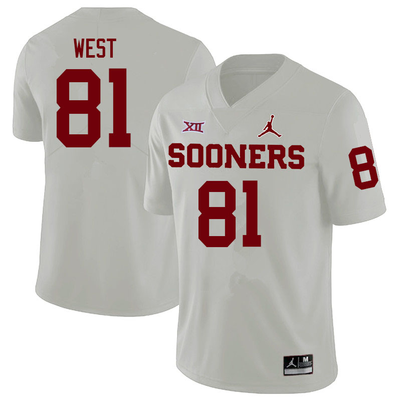Men #81 Trevon West Oklahoma Sooners College Football Jerseys Sale-White - Click Image to Close